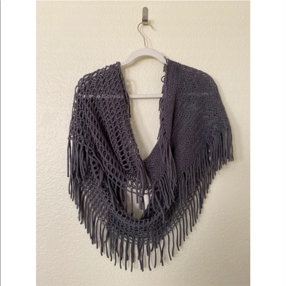 Grey Boho Fringe Shaw Scarf